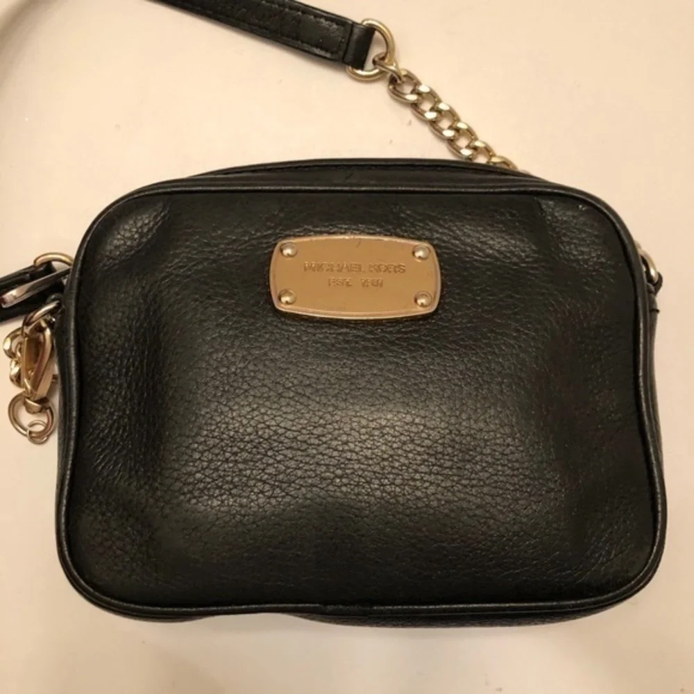 Michael kors mini black leather crossbody bag